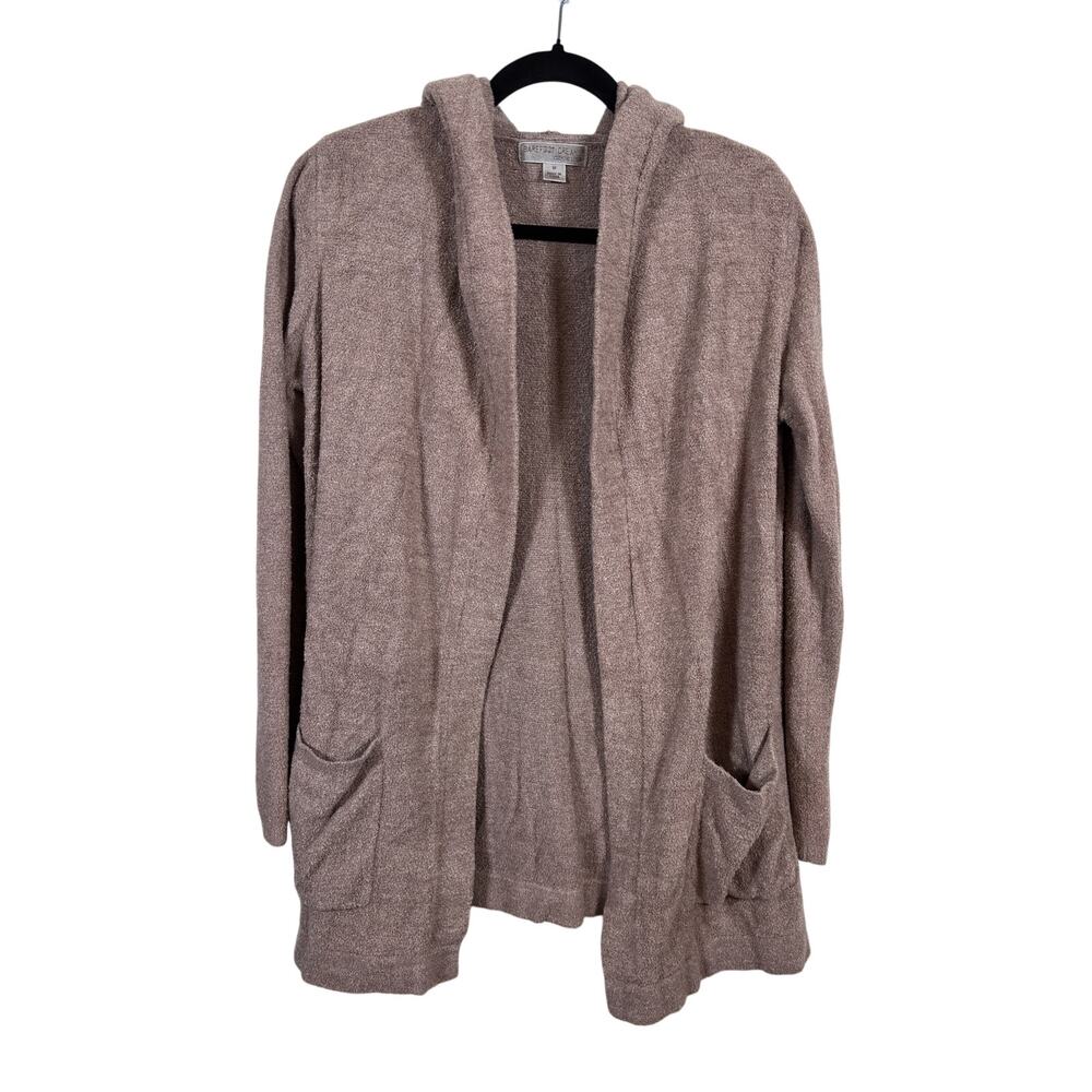 Barefoot Dreams Cardigan Womens Medium Brown CozyChic Lite Hooded Island 905